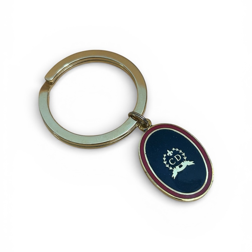 Dior Gold and Blue Emblem Keychain